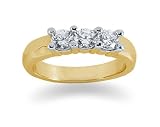 0.75 Three Stone Diamond Band in 14k Yellow Gold