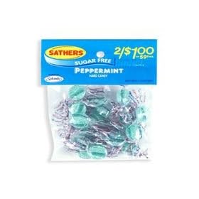 Sathers Sugar Free Peppermint Hard Candy - 1 Oz Bag, 12 Ea