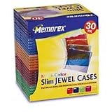 Slim CD Jewel Cases, 30/PK, Assorted, Sold as 1 pack