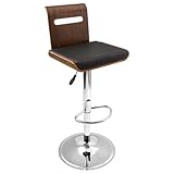 Lumisource Viera Barstool, Walnut Wood/Black Seat