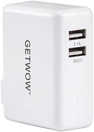 Getwow(TM) 28W Turbo Dual-Port USB Wall Charger / Portable Travel Charger includes (1) 10W Charge Port for Apple iPhone iPad / Samsung Galaxy Note Tab / Google Nexus / HTC One etc and (1) 18W Adaptive Fast Charger Port for Samsung Galaxy Note 4 / Edge, Motorola Moto X (2014), HTC One M8, LG G3, Google Nexus 6, Nokia Lumia 1520, Oneplus One, Sony Xperia Z3 / Z2, Xiaomi 4, and more
