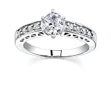 0.9 CT OVAL DIAMOND 18K WHITE GOLD RING NEW