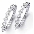 14kt White Gold Wavy Diamond Hoop Earrings