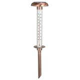 Sunergy Solar Powered LED Lighted Outdoor Garden Thermometer Copper Regular