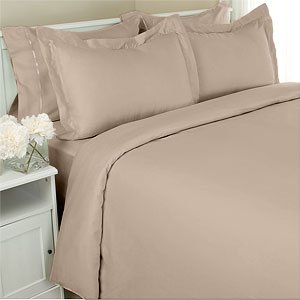 300TC Single Ply Egyptian Cotton Duvet Set, Full Queen, Linen by SmartBargains