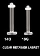 CLEAR RETAINER LABRET LBRET16 -16G 3/8