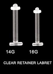 CLEAR RETAINER LABRET LBRET16 -16G 3/8