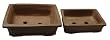 Traditional Asian Bonsai Planters / Trays / Pots - Terracotta Ceramic, Set of 2