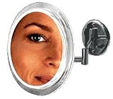 Zadro 9 Makeup Magnifying Vanity Mirror, Chrome, Surround Light, Dual Arm, 5X Magnification - Hardwire