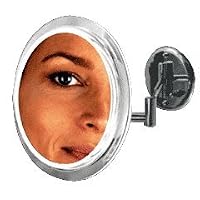 Zadro 9 Makeup Magnifying Vanity Mirror, Chrome, Surround Light, Dual Arm, 5X Magnification - Hardwire
