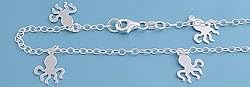 Sterling Silver Italian Anklet - Octopus - 10'' in Length