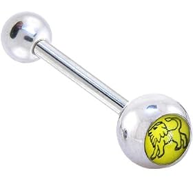 Zodiac Sign LEO SYMBOL Logo Barbell Tongue Ring Zodiac Sign LEO SYMBOL Logo Barbell Tongue Ring