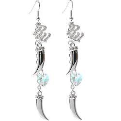 Rocawear Austrian Cyrstal Silver Tone Heart Horn Earrings