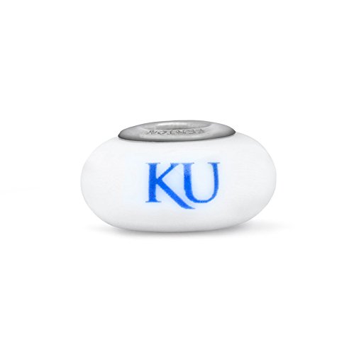 Kansas Jayhawks Fenton Glass Bead Fits Most European Style Charm Bracelets