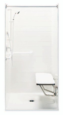Lasco 1363BFSC-FRP ADA Handicap Shower Stall with Seat and Grab Bar - White