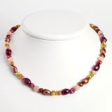 Sterling Silver Yellow Crystal/Multi-Colored Pearls/Pink Jade Necklace - QH2597-20