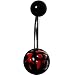 Black Red Luck Chinese Symbol Belly Ring
