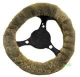 Geniune Sheep Skin Steering Wheel Cover - Tan