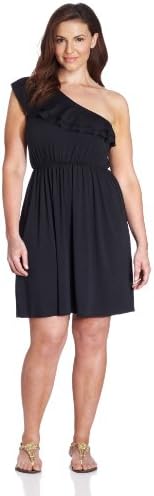 Star Vixen Women's Plus-Size Double Ruffle 1 Shoulder Maxi