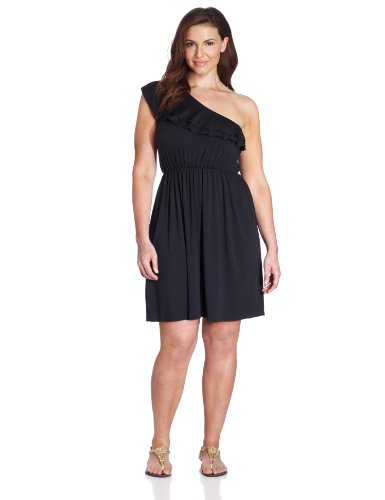 Star Vixen Women's Plus-Size Double Ruffle 1 Shoulder Maxi