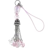 Gioielli Italy Light Pink HEART BALI CHAIN Glass Bead Cell Phone Charm