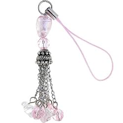 Gioielli Italy Light Pink Heart Bali Chain Glass Bead Cell Phone Charm