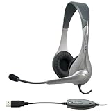 Cyber Acoustics AC-850 Silver USB Stereo Headset/Microphone with In-line Volume Control