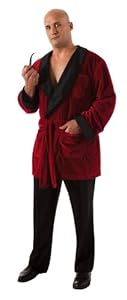 Secret Wishes Men's Playboy Smoking Jacket with Belt and Pipe Costume, Red, Plus Size