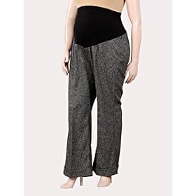 Motherhood Maternity: Plus Size Secret Fit Belly(tm) Tweed Cuffed Wide Leg Maternity Pants