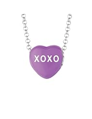 Sterling Silver 10mm Purple enamel Sweethearts XOXO Heart Pendant