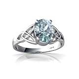 14K White Gold Oval Genuine 14K White Gold Oval Genuine Aquamarine Celtic Trinity Ring
