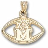 Marshall Thundering Herd M Marco Pierced Football Pendant - 10KT Gold Jewelry