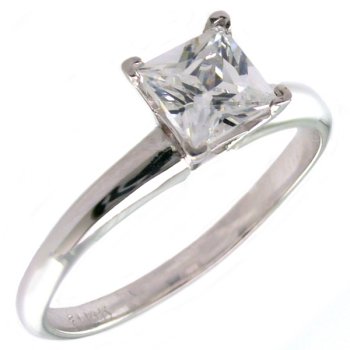 1 2 Carat Princess Cut Certified Diamond Solitaire Ring in 14K White Gold   5 1 2