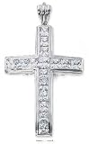  : Sterling Silver 3.5 Inch Channel Set CZ Cross With Sides Pendant