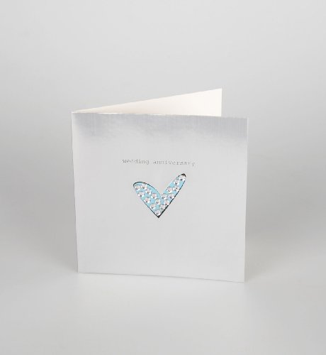 Silver Diamante Heart Anniversary Card