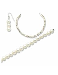 Sterling Silver Freshwater Cultured Pearl Necklace/Earrings/Bracelet Set