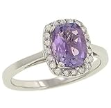 Amethyst(1.32ct) Ring with Pave Set Diamonds(.16ct)