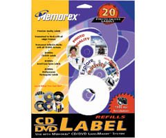 20-labels White Photo Gloss CD Labels 1440dpi for Inkjets