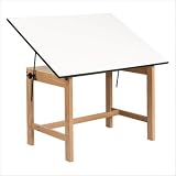 Titan Natural Finish Oak Office Height Drafting Table Top Size: 36  x 48 