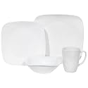Corelle Square 16-Piece Dinnerware Set, Service for 4, Pure White