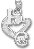 Chicago Cubs Solid Sterling Silver ''I Heart C'' Bear 3/4'' Pendant