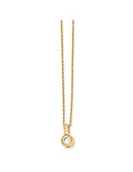18in Gold-plated Bezel Set Cz Pendant Necklace, Best Quality Free Gift Box Satisfaction Guaranteed