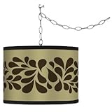IMAGE OF Swag Style Brown Splash on Tan Shade Plug-In Chandelier