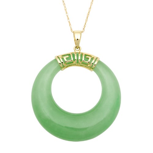 Click To Jade Ring Pendant with 14K Gold Detail Overlay Details... Jade Ring Pendant with 14K Gold Detail Overlay