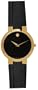 Movado Men's 605042 Faceto Gold-Plated Leather Strap Watch