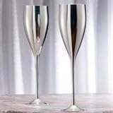 PAIR OF SILVER PLATE TULIP GOBLETS