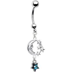 Handcrafted Celestial Star Moon Belly Ring