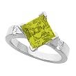 14K White Gold Peridot and Diamond Ring