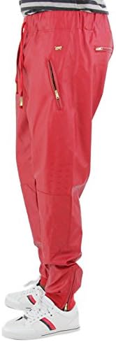 Well Established Men's Drop Crotch Faux Leather Jogger Pant-Rio Red-36