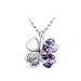 Kzafrance Collier Trèfle Quatre Feuilles Porte-Bonheur en Cristal Swarovski Violet Lilas et sa cha�